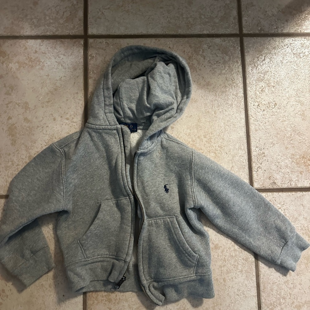 Polo by Ralph Lauren Gray Hooded Sweatshirt with Full Zipper